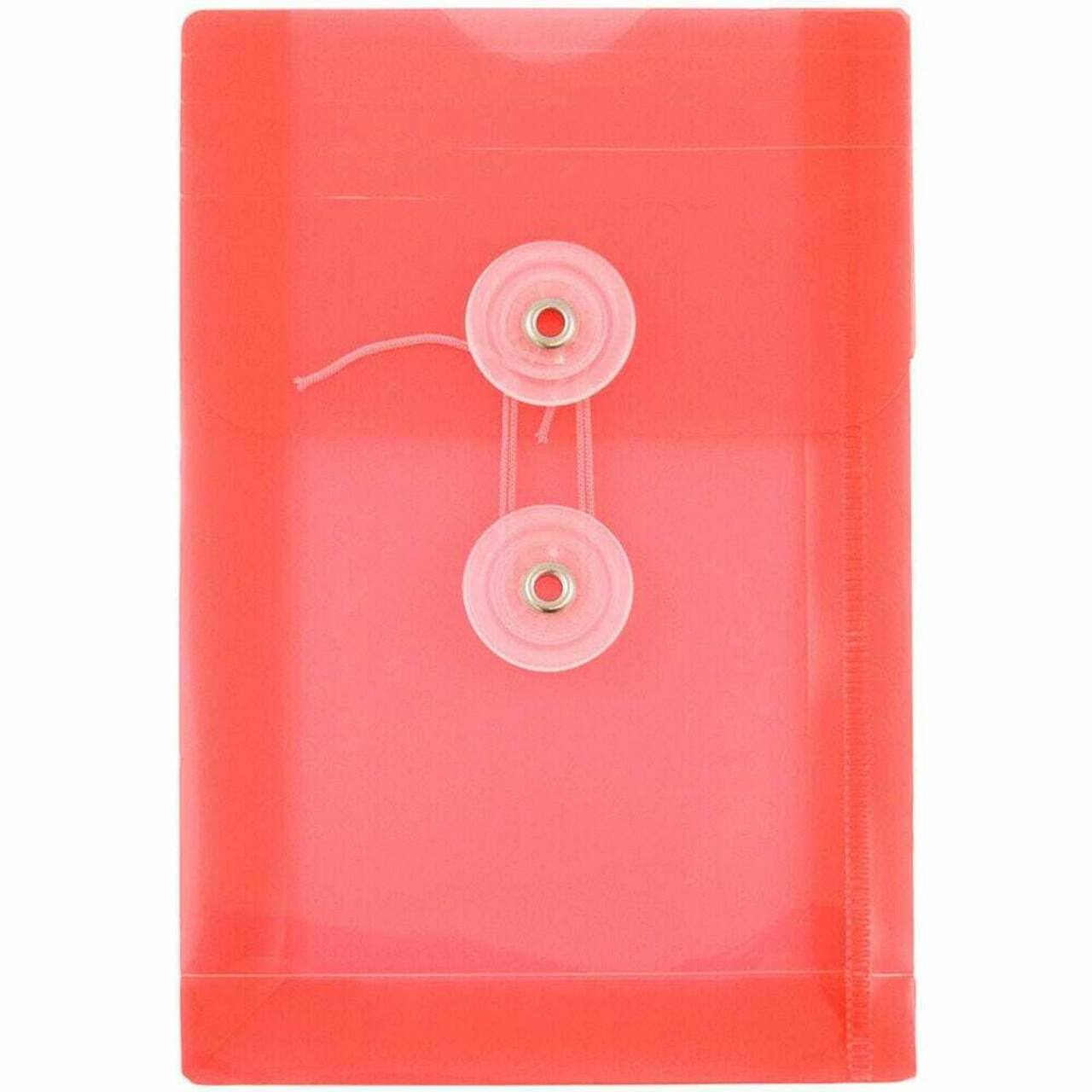JAM Paper 4.25" x 6.25" Open End Plastic Envelopes with Button and String Closure, 24ct.
